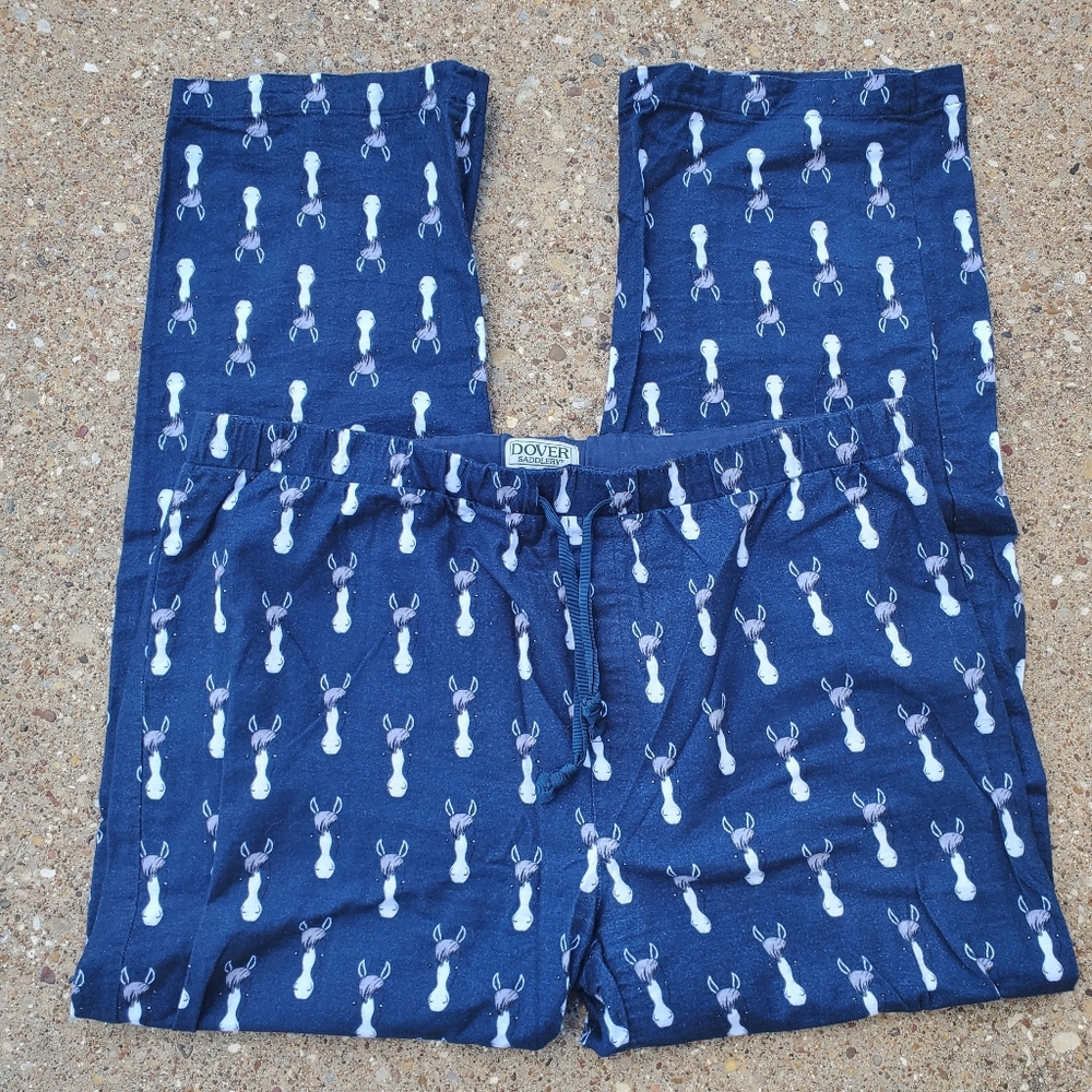 Dover Saddlery Hit the Hay Navy Blue Horse Pajama Pants L